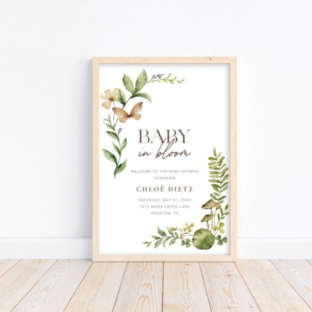 Vild Botaniskt Baby i Bloom Rustic Welcome Poster (Skapare uppladdad)