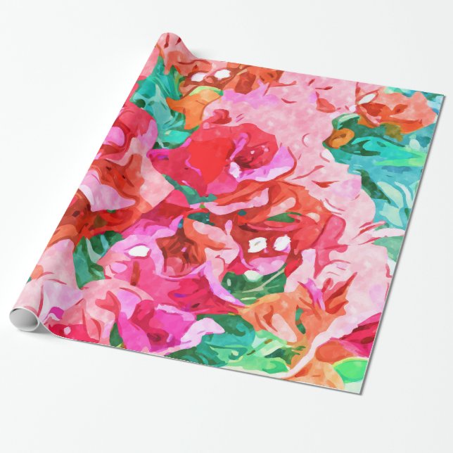 Vild Bougainvillea, Bloom Summer Blommigt Bohemian Presentpapper (Utrullad)