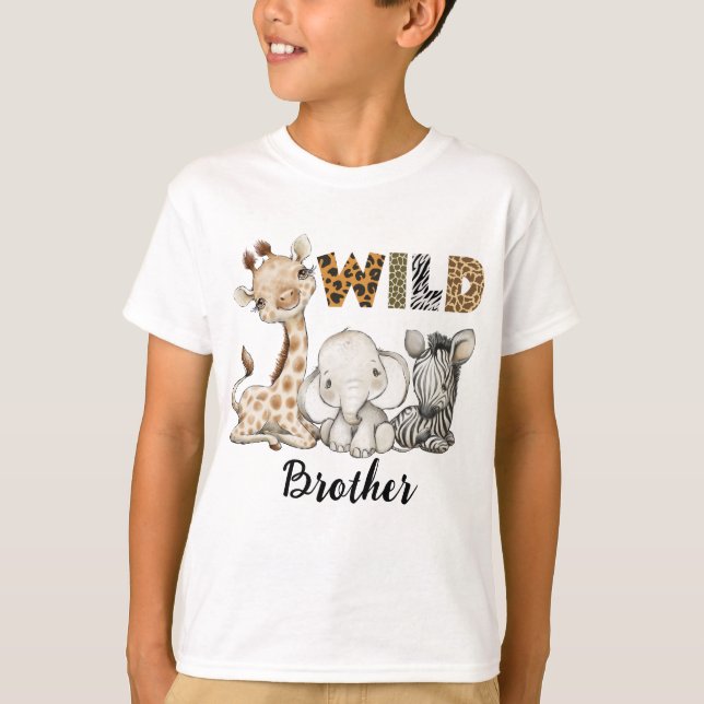 Vild Brother of the Birthday Boy Safari Birthday T Shirt (Framsida)