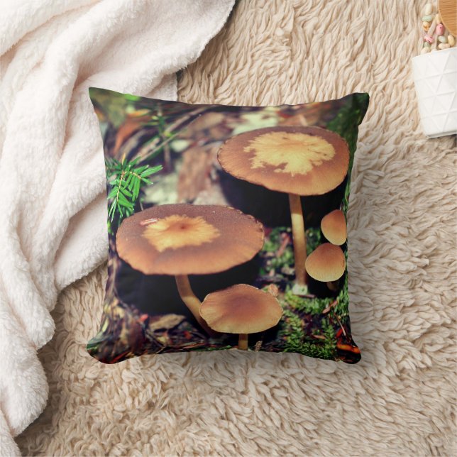 Vild Brown Mushroom Cluster Kudde (Filt)