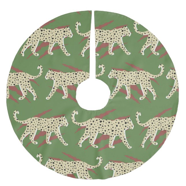 Vild Brushstrokes: Leopard in Repetition Julgransmatta Borstad Polyester (Framsidan)