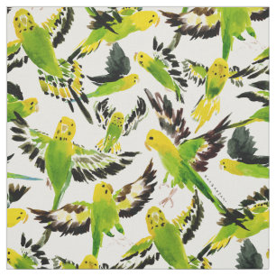 VILD BUDGIES Grönt Parakements Tyg