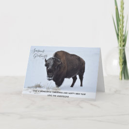 Vild Buffalo Bison julvintern Snö Anpassningsbar Helgkort