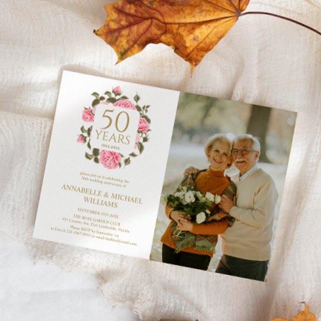 VILD BUKETT MED ROSOR 50:e GOLDEN ANNIVERSARY PHOT Inbjudningar (Skapare uppladdad)