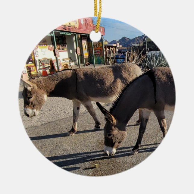 Vild Burros i Oatman, Arizona Julgransprydnad Keramik (Framsidan)
