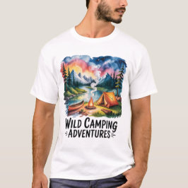 Vild Camping Äventyr Watercolor Design T Shirt