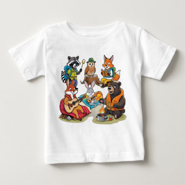 Vild Camping Crew: Animal Äventyr T Shirt (Framsida)