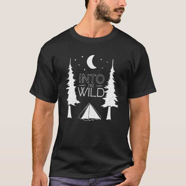Vild Camping Wilderness-ompackning T Shirt (Framsida)