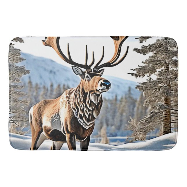 Vild Canadian Reindeer Design Badrumsmatta (Framsidan)