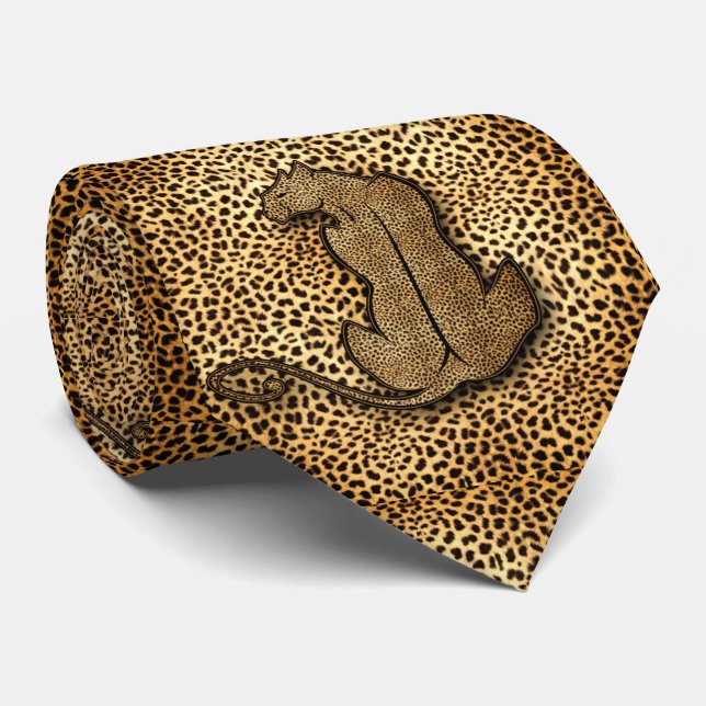 Vild Cheetah Ilustration on Animal Print Golden Slips (Rullad)