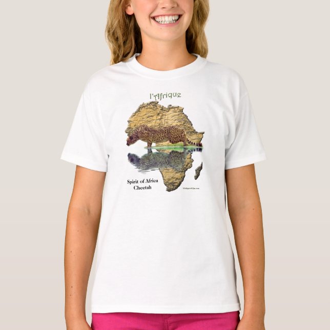 Vild Cheetah & Karta of Afrika Apparel T-shirt (Framsida)