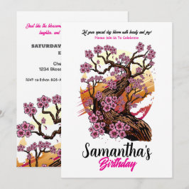 Vild Cherry Blommar Birthday Inbjudningar