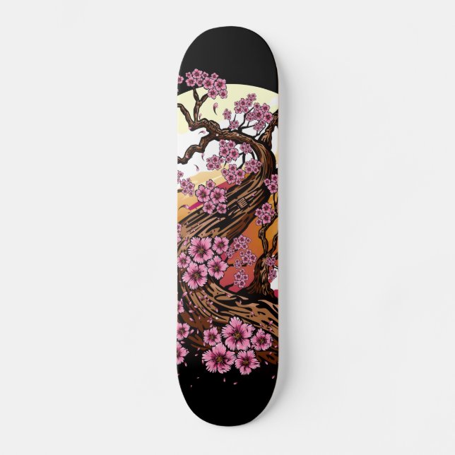 Vild Cherry Blommar Mini Skateboard Bräda 18,5 Cm (Framsida)