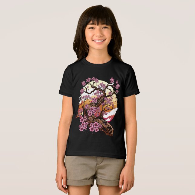 Vild Cherry Blommar T Shirt (Framsida Full)