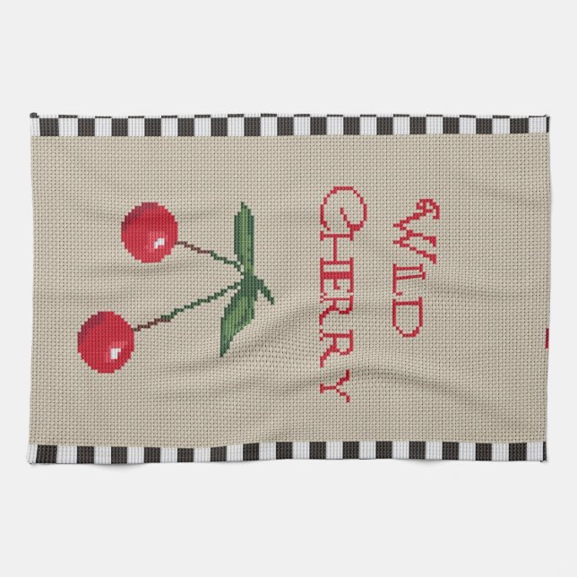 Vild Cherry Kor Stitch Dishtowel Kökshandduk (Horisontell)