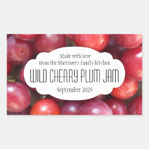 Vild Cherry Plum sylt bevarar etikett