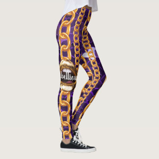 Vild Chic Mönster Guld läppar Gift Beauty Girly Fl Leggings