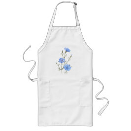 Vild Cikoriablommor Botaniskt vattenfärgsutkast Långt Förkläde