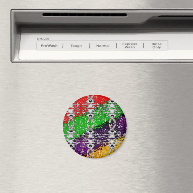 Vild Colorful Rabbit Mönster Magnet (In Situ (Dishwasher))
