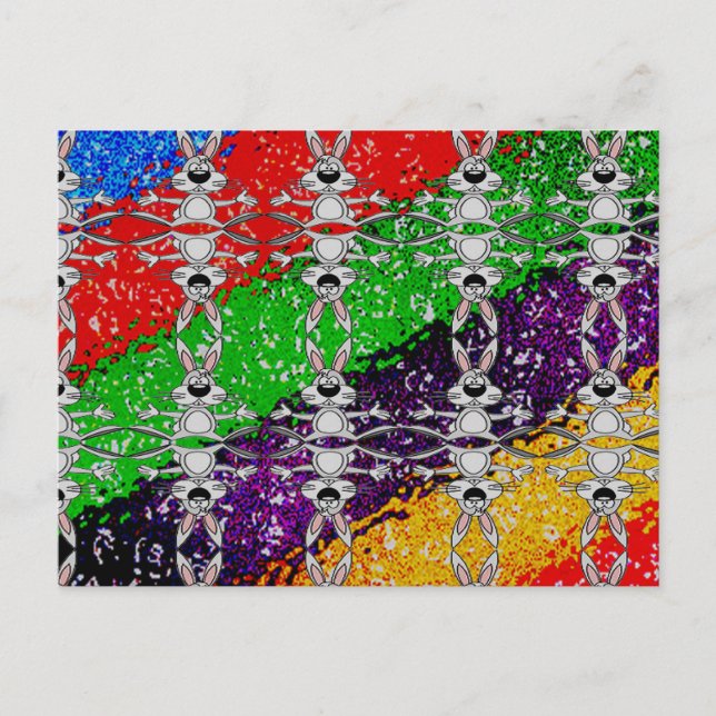 Vild Colorful Rabbit Mönster Vykort (Framsida)