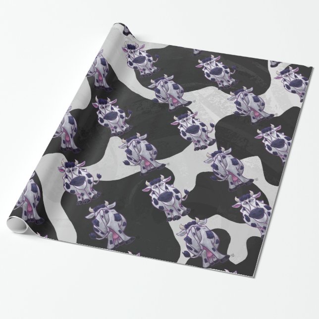 Vild Cow Black and White Presentpapper (Utrullad)