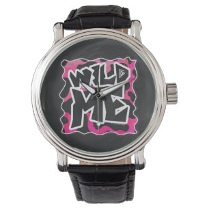 Vild Cow Rosa och Vit Armbandsur