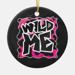 Vild Cow Rosa och Vit Julgransprydnad Keramik