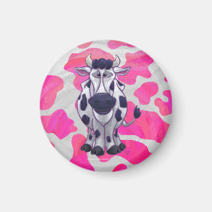 Vild Cow Rosa och Vit Magnet