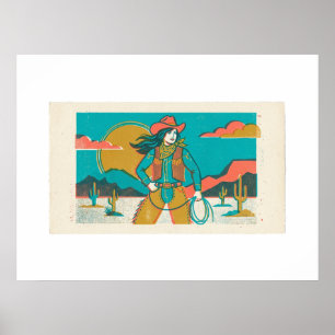 Vild Cowgirl med Frihetsanda Poster