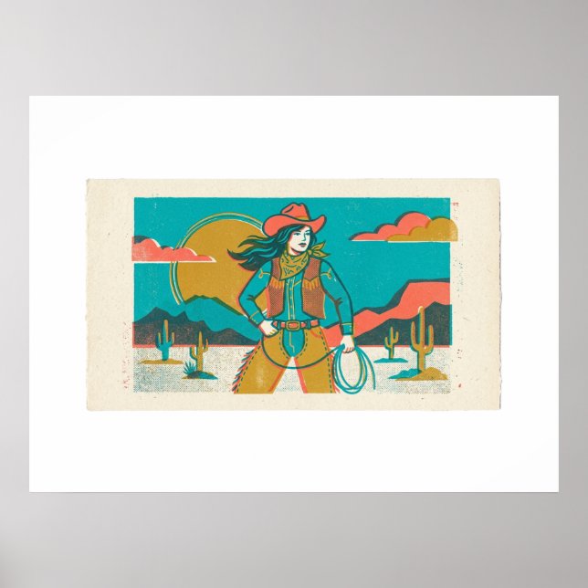 Vild Cowgirl med Frihetsanda Poster (Framsidan)