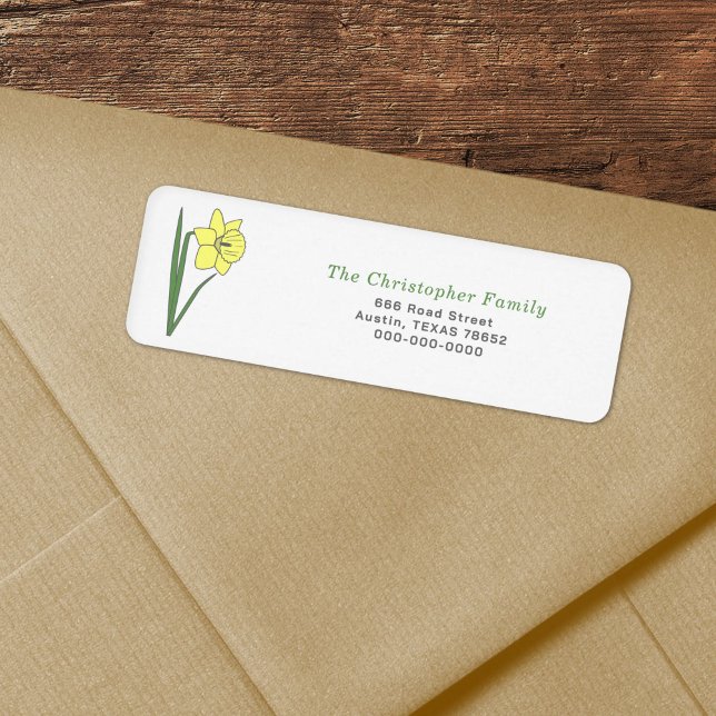 Vild Daffodil Flower Return-adressetikett Returadress Etikett (Wild Daffodil Flower Return Address Label)
