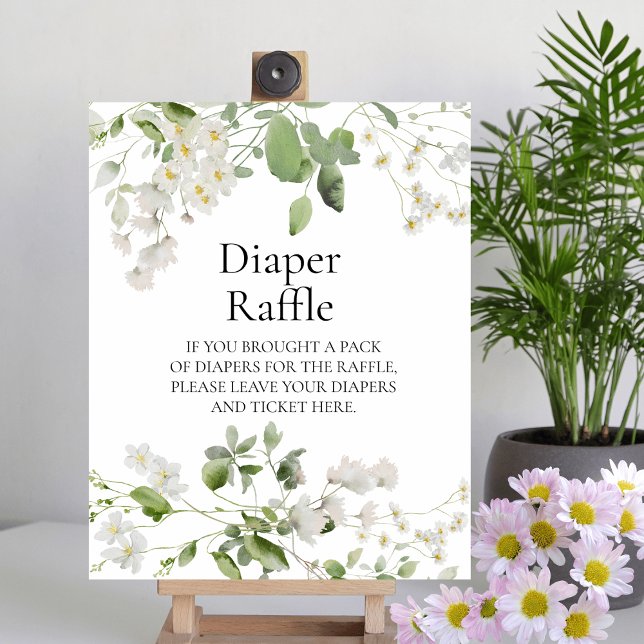 Vild daisy blommar upp Baby Diaper Raffle Sign Poster (Skapare uppladdad)