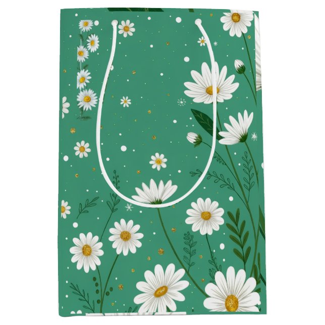 Vild Daisy Botanisk Salvia Grön Presentpåse (Framsidan)