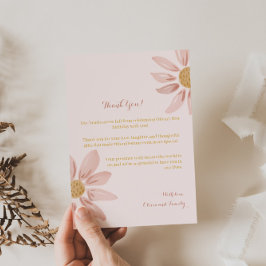 Vild Daisy Första födelsedagen, Boho Blommigt Them Tack Kort