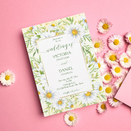 Vild daisy vår blommor bröllop-mall inbjudningar