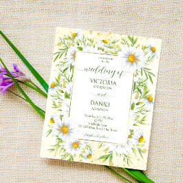 Vild daisy vår blommor budgetbröllopsinbjudan