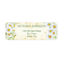 Vild daisy vår blommor grönt gult returadress etikett