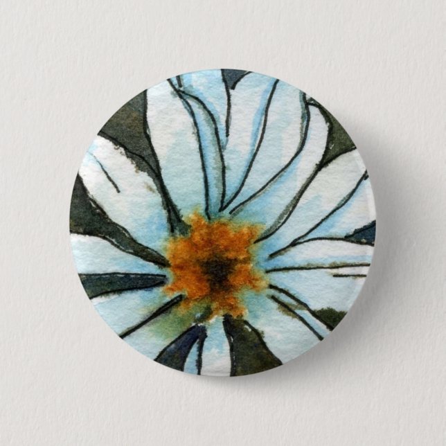 "Vild Daisys #1" Blommigt Button Knapp (Framsida)