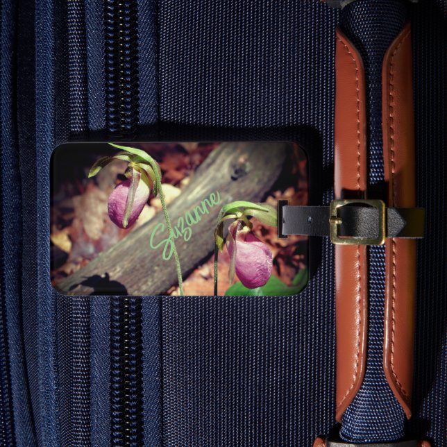 Vild Dam Slipper Orchid Flowers Personlig Bagagebricka (Framsida Insitu 4)