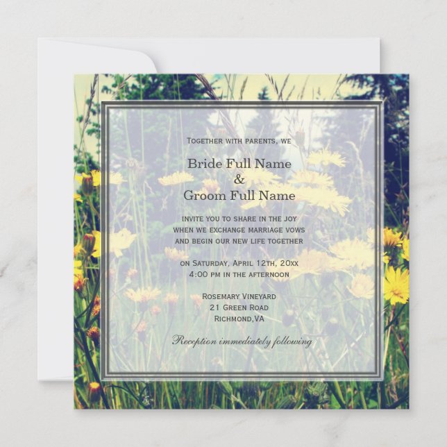 vild dandelion-blommor vår bröllop inbjudningar (Framsida)