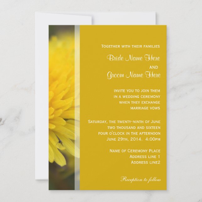 Vild dandelion blommor vår, sommar, bröllop inbjudningar (Framsida)