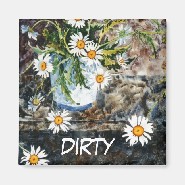 "Vild Dasies" Dirty Dishwasher Status Magnet (Framsidan)
