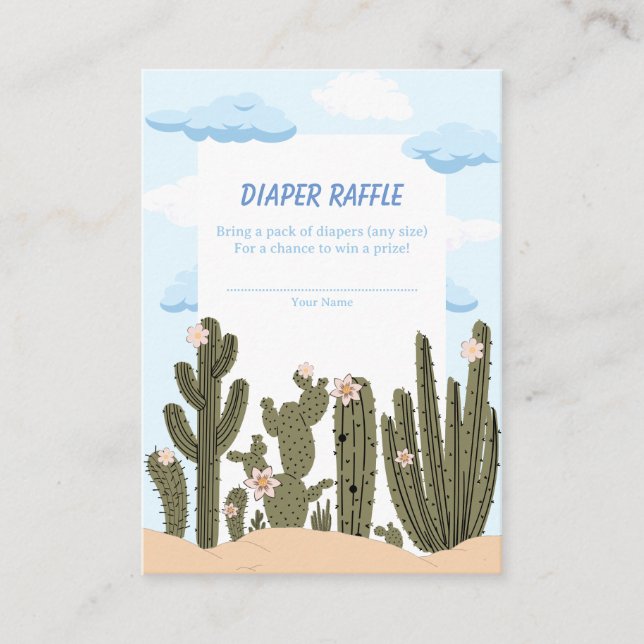 Vild Desert med Cactus Cute Baby Diaper Raffle Tilläggskort (Framsida)