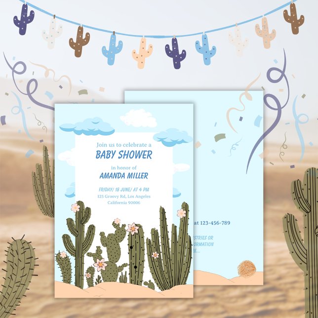 Vild Desert med Cactus Cute Baby Shower Inbjudningar (Skapare uppladdad)