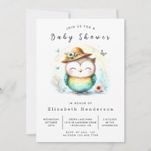 Vild Digital Uggla Baby Shower Inbjudningar