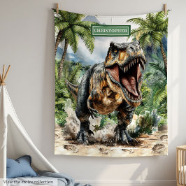 Vild Dinosaur Blanket Anpassningsbar Boy Namn Gift Fleecefilt