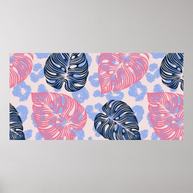 Vild djungel sömlös mönster,bakgrund med hand  poster (Framsidan)