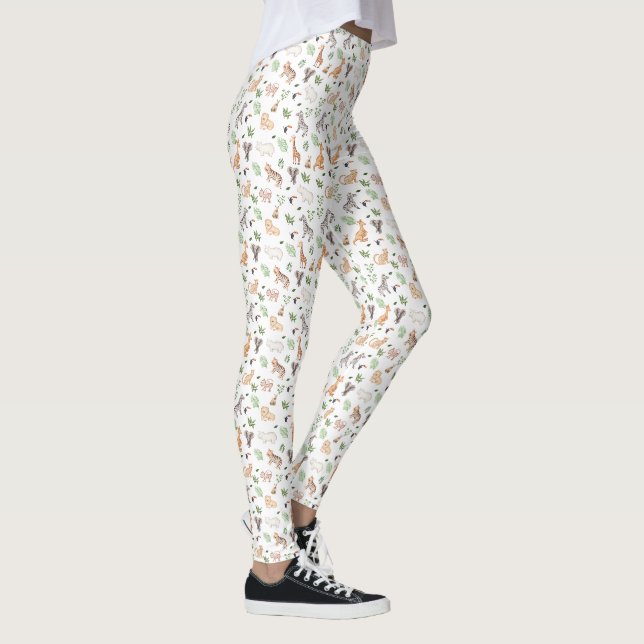 vild djur med jungle Träd mönster Leggings (Höger)