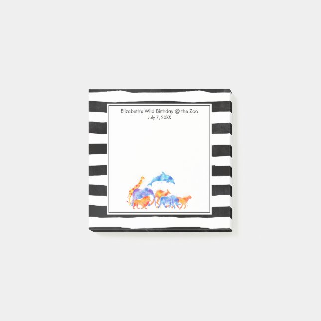 Vild Djurbesättning Färg vattenfärg Post-it Block (Framsida)