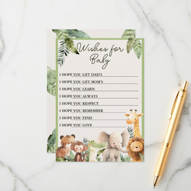 Vild Djuren Baby Önskemål Game Rådkort (Fram/Back In Situ)